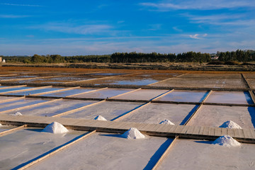 Salt flats at the Salinas Figueira da Foz, salt mine in Figueira da Foz, Portugal
