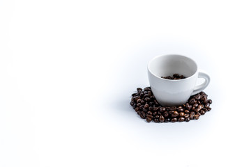 Cup with coffee bean on white
