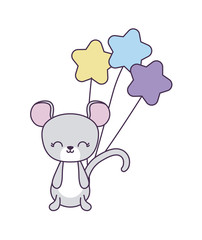 cute mouse animal with balloons helium