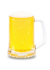 Beer glass with foam isolated