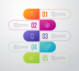 Infographics design vector and business icons with 5 options.