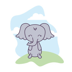 cute elephant animal in landscape scene