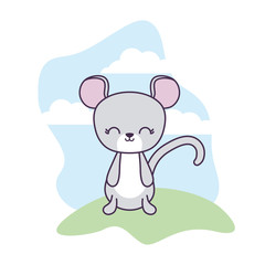 cute mouse animal in landscape scene