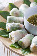 spring rolls with sauce