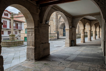 Fototapeta na wymiar View of the arcades of Ourense