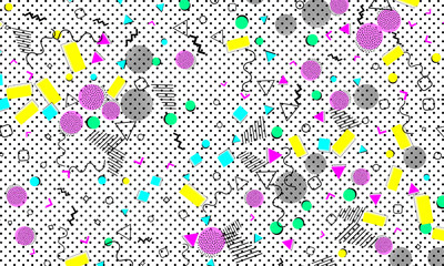 Pop art color background. Memphis pattern