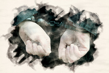 closeup of woman being handcuffed