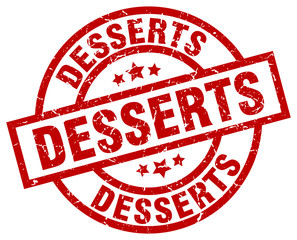 desserts round red grunge stamp