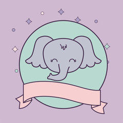 head of cute elephant animal with ribbon