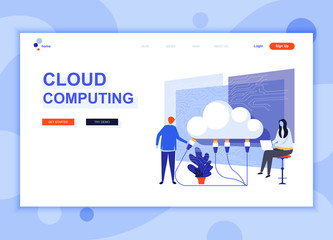 Modern flat web page design template concept of Cloud Technology decorated people character for website and mobile website development. Flat landing page template. Vector illustration.