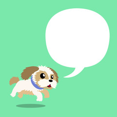 Vector cartoon character shih tzu dog with speech bubble for design.