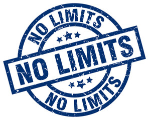 no limits blue round grunge stamp