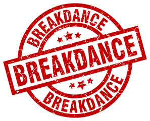 breakdance round red grunge stamp