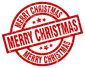 merry christmas round red grunge stamp