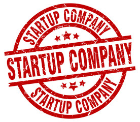 startup company round red grunge stamp