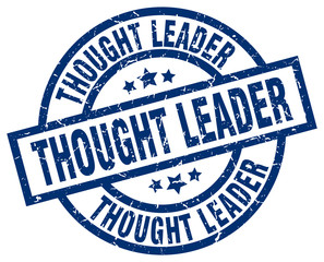 thought leader blue round grunge stamp