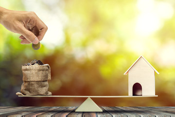 Real estate investment, home loan, reverse mortgage, savings to buy home concepts.