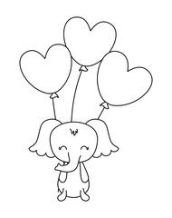 cute elephant with balloons helium