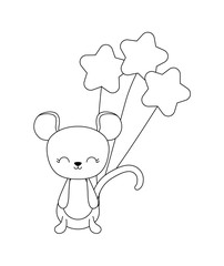 cute mouse animal with balloons helium