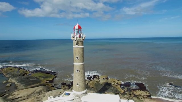 Aerial view of the famous Lighthouse in Jose Ignacio near Punta del Este, Uruguay