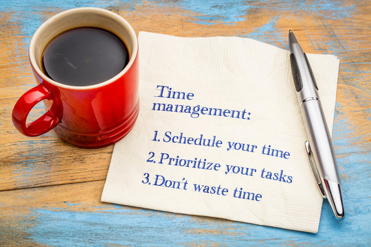 Time management tips on napkin