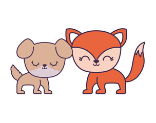 cute dog with fox animals isolated icon