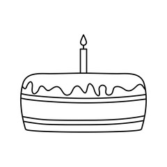 sweet cake of birthday isolated icon