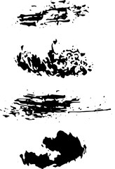 Vector set of grunge brush strokes. Abstract ink strokes set isolated on white background. 