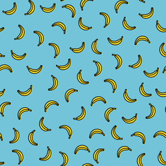 Vector doodle banana seamless pattern