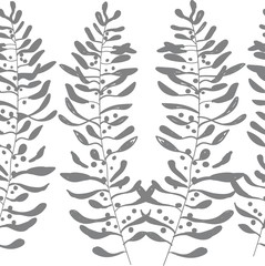 Seamless pattern of botany. Leaves of plants of different sizes and shapes. Stylish multi-colored background with plants. Texture of watercolor paint.