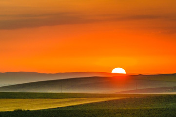 Sunrise in Yambol, Bulgaria, morning sun
