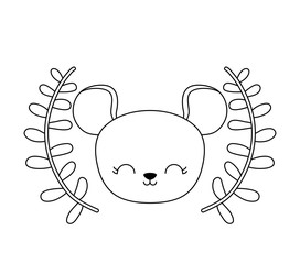 head of cute mouse animal with crown leafs