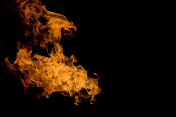 Fire flames on black background. fire on black background isolated. fire patterns.