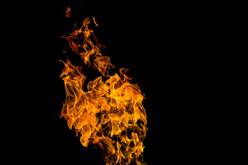 Fire flames on black background. fire on black background isolated. fire patterns