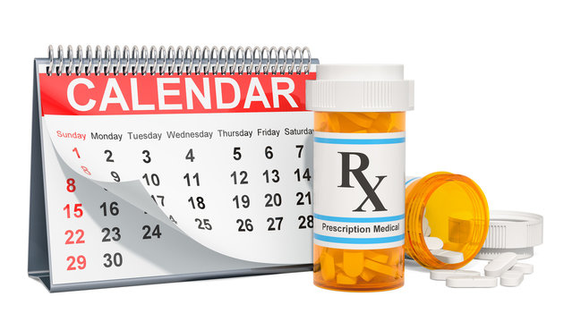 Medication Calendar concept, 3D rendering