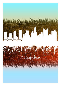 Columbus Skyline Blue and White
