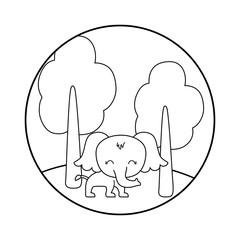 cute elephant animal in landscape