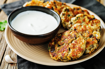 Eggplant cheese cilantro oats fritters