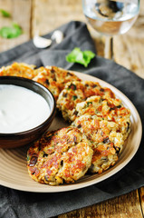 Eggplant cheese cilantro oats fritters
