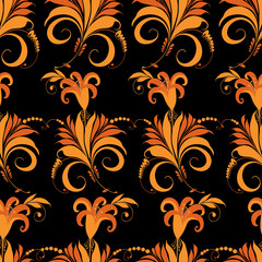 Seamless pattern of decorative fabulous flowers
