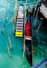 Fototapeta na wymiar Aerial view of a moored gondola