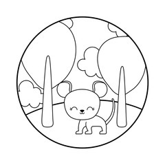 cute mouse animal in landscape scene