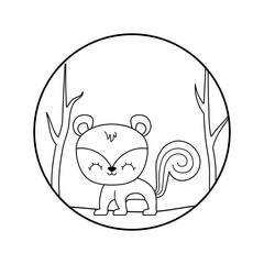 cute chipmunk animal in forest scene