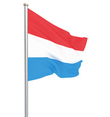 Luxembourg flag blowing in the wind. Background texture. Illustration. Isolated on white.