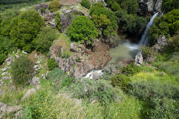 Sa'ar waterfall and the Golan Heights