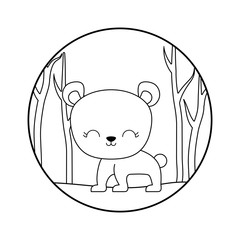 cute bear animal in forest scene