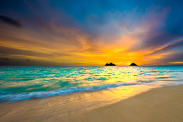 Sunrise at Lanikai Beach in Kailua, Oahu, Hawaii