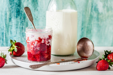 Crushed Strawberries with Milk