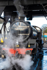  Class B1 Steam Engine. waiting under the coal hopper on a heritage rail line.