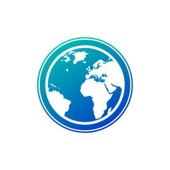 Vector planet Earth icon in gradient blue color. Earth icon. vector illustration for web banner, web and mobile, infographics. Africa and Europe